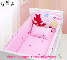 Promotion! 6/7PCS baby bedding crib set 100% cotton crib bumper baby cot sets, 120*60/120*70cm 2024 - buy cheap
