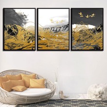 Outono amarelo paisagem espaço arte parede nordic estilo simples decoração da casa pintura quadros em tela poster moderno imagem para sala 2024 - compre barato