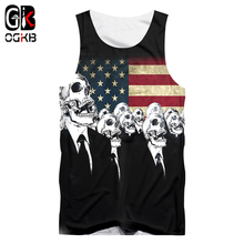 OGKB Cool Skull Printed 3d Tank Top New Arrival Women/men's Sexy American Flag Printing Vest Sleeveless Undershirts Man Singlets 2024 - buy cheap