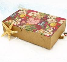 20PCS Vintage Floral Printed Baking Food Kraft Paper Boxes Christmas Gift Boxes Macaron Boxes Packaging for Cookie Candy Carton 2024 - buy cheap