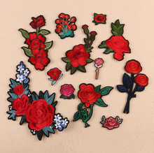 Emblemas bordados com flores vermelhas, bordados com apliques em ferro, chapéus, jeans, roupas, acessórios para bordado 2024 - compre barato