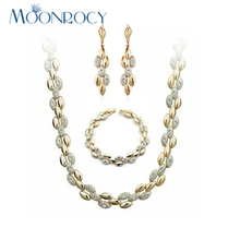 MOONROCY Free Shipping Fashion Crystal Necklace Earrings Bracelet jewelry Set Zirconia Rose Gold Color Jewelry Gift for Women 2024 - buy cheap