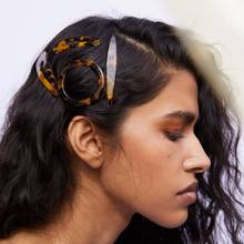 JUJIA za Minimalist Jewelry Acrylic Hair Clips Geometric Round Headbands Hairpin Leopard Women Hair Acccessories Barrettes 2024 - buy cheap