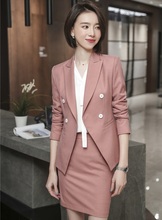 Деловой костюм с кофтой и юбкой из ткани высокого качества, элегантные розовые женские офисные Блейзер, профессиональные костюмы с юбочкой 2024 - купить недорого