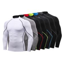 Мужская быстросохнущая футболка для бега с длинным рукавом для тренировок компрессионная Спортивная футболка для занятий фитнесом 2024 - купить недорого