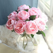 1 branch Artificial Flower Peony Bouquet for Wedding Decoration 28cm Peonies Fake Flower Home Decor Silk Hydrangeas Cheap Flower 2024 - buy cheap