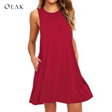 OEAK 2019 Summer Dress Women Sleeveless Boho Style Short Beach Dress Sundress Female Casual Plus Size Shift Dresses Vestidos 2024 - buy cheap