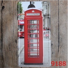 15x30cm London Phone Booth Metal Poster Vintage Tin Sign Bar Pub Home Wall Decoration Retro Metal Art Poster Crafts 2024 - buy cheap