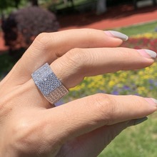 Stunning Luxury Jewelry 925 Sterling Silver 7 Rows White Clear 5A Cubic Zirconia Eternity polygon Wedding Band Ring For Lover 2024 - buy cheap