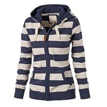 WoMen Sports Casual Wear Zipper  Fashion Striped Hoodies Fleece Jacket Fall Sweatshirts Autumn Winter Coat Warm Jacket Cotton 2024 - buy cheap