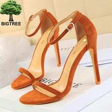 BIGTREE-Sandalias de tacón fino y fino para mujer, zapatos de tacón alto con hebilla, con punta abierta, para oficina, de 11cm 2024 - compra barato