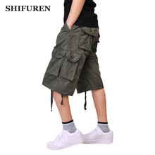 Shifuren calças cargo masculinas, macacão militar solto com zíper e calças tamanho grande 30-44 2024 - compre barato