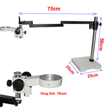 Brazo Largo de alta resistencia, soporte de 76mm, Sistema de microscopio estéreo grande y ajustable, soporte de mesa 2024 - compra barato