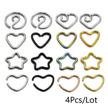 Showlove-4pcs/lot Surgical Steel Daith Heart Star Ear Tragus Ear Cartilage Helix Earring Nose Ring Body Piercing Jewelry 16g 2024 - buy cheap