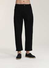 Pantalones negros de Tai Chi para hombre, pantalón de cintura holgada, de algodón y lino, plisado, talla grande M, L, XL, XXL, XXXL 2024 - compra barato