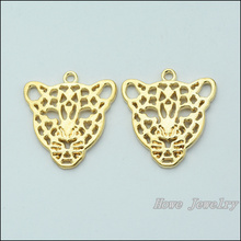 Colgante de leopardo chapado en oro champán para collar europeo, joyería de Metal artesanal, 40 Uds., JC667 2024 - compra barato
