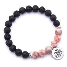 New Charm Natural Stone Buddha Lotus Bracelets Men Bangles Matte Amazonite Mala Lava Beads Bracelet For Women Yoga Femme Jewelry 2024 - buy cheap