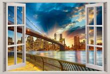 3d quente nova iorque ponte janela quadro mural da janela vinil quarto papel de parede decalques adesivos de parede natal adesivo 2024 - compre barato