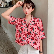 New Women Blouses Holiday Casual Short Sleeve Tops Ladies Strawberry Printed Shirt Korean Summer Fashion Women Clothing 2024 - buy cheap