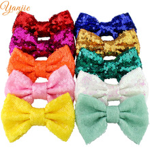10pcs/lot 4'' Glitter Messy Sequin Bow For Girls 2022 Gold Sequin Hair Bow Hair Clips Kids Hairgrips Headbands Hair Accessories 2024 - buy cheap