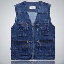 Men's Denim Vest With Multi Pocket Sleeveless Jean Jacket Colete Masculino Business Casual Waistcoats Plus Size XL 5XL 2024 - buy cheap