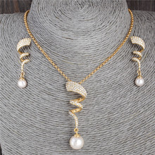 Shuangr colar de pérola de imitação vintage, conjunto de joias de ouro para mulheres, cristal transparente e elegante para festa, presente de joias fashion 2024 - compre barato