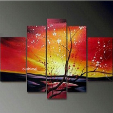 Hand Painted Modern Abstract Picture On Canvas Landscape Red Oil Painting Handmade Wall Artwork Flowers Tree Calligraphy Picture 2024 - buy cheap