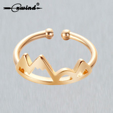 Женское кольцо с двойной волной Cxwind, регулируемое золотистое кольцо в форме горного шара, подарок на день рождения, Ювелирное Украшение 2024 - купить недорого