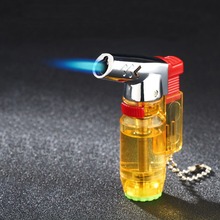 Креативная маленькая Зажигалка для сигар с распылителем, уличная кухонная Бутановая газовая зажигалка, компактная портативная зажигалка с кольцом для ключей 2024 - купить недорого