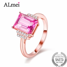 Almei 2.5ct Topaz Princess Fancy Pink Solid 925 Sterling Silver Women European Jewelry Dropshipping USA with Gift Box 40% FJ105 2024 - buy cheap