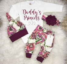 Conjunto de roupas para bebês meninas 3 pçs, manga longa, macacão + calça floral + chapéu, roupas 2024 - compre barato