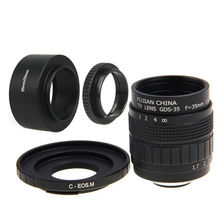 Fujian-lente de película CCTV F1.7 de 35mm, montaje de C-EOS M, capucha de lente, anillo Macro para Canon EOS M M2 M3 M5 M10 2024 - compra barato