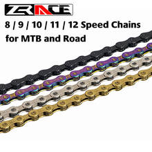 ZRACE Bike Chain 8 9 10 11 12 Speed MTB Mountain Road Bicycle,Neon-Like, Silver, Black, Gold,114/120/126L 2024 - купить недорого
