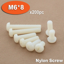 200pcs DIN7985 M6 x 8 White Plastic Nylon Pan Head Phillips Screw Cross Recessed Raised Cheese Head Screws 2024 - buy cheap