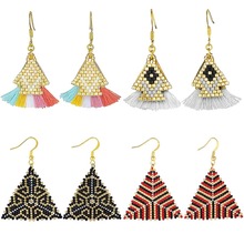 TUMBEELLUWA Handmade Glass Seed Bead Tassel Bohemian Dangle Earrings for Women 2024 - buy cheap