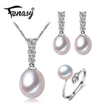 FENASY Natural Pearl Jewelry Sets gemstone ring long Earrings For women sterling silver Chain Necklace pendant Fine Jewelry 2024 - buy cheap