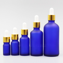 24pcs Frosted Blue Glass Bottles With Gold Collar Dropper 5ml 10ml 20ml 30ml 50ml 100ml Frosting Dropper Essential Oil Bottle 2024 - buy cheap