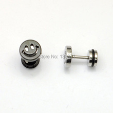 Smile face White Black titanium steel Punk Men Screw stud earrings No fade 2024 - buy cheap