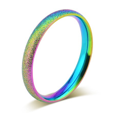 Кольцо женское узкое из титановой стали, обручальное украшение с матовой радугой, простая модель, хороший подарок 2024 - купить недорого