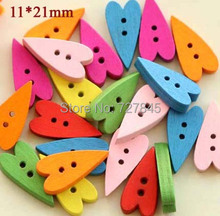30Pcs/Lot Size:11*21mm Mixed Color Heart Shape Wooden Buttons for Sewing DIY Wood Button Wholesale(KK-1671) 2024 - buy cheap