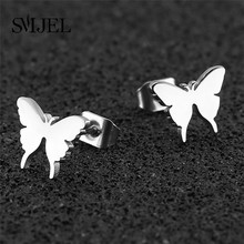 SMJEL Stainless Steel Butterfly Stud Earrings for Women and Girls Kids Cute Insect Small Tiny Earrings 2019 2024 - buy cheap
