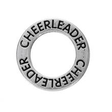 My shape Zinc Alloy Metal Antique Silver Plated Cheerleader Cheer Affirmation Circle Washer Pendant Charms Wholesale 20pcs 2024 - buy cheap