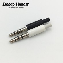4Pcs Long 3.5mm Stereo Headset Jack 4 Pole 3.5 Audio Plug Adaptor Connector for Iphone White and Black  17mm 2024 - buy cheap