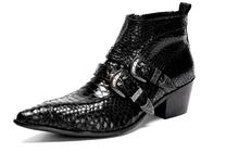 Ботинки из змеиной кожи, с острым носком 2024 - купить недорого