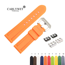 CARLYWET 22 24mm Orange White Black Brown Waterproof Silicone Rubber Replacement Watch Band Loops Strap For Panerai Luminor 2024 - buy cheap