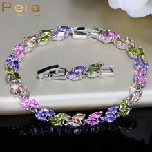 Pera CZ 7 Color Options White Gold Color High Quality Multicolored Crystal Stone Women Fashion Bracelets & Bangles For Gift B006 2024 - buy cheap