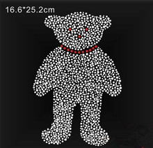 2pc/lot Bear Rhinestones patches design stone iron on crystal transfers design hot fix rhinestone motif for shirt 2024 - buy cheap