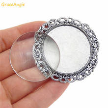 GraceAngie 2sets/lot Multi shape Silver Pin Brooch Bezel Set Glass Round Cabochon Women DIY Brooch Pin Jewelry Accessory 2024 - compre barato