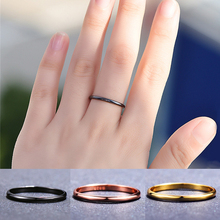 Vintage Simple Female Black Color Ring 100% Real 925 Sterling Silver Round Ring Boho Promise Small Engagement Rings For Women 2024 - buy cheap