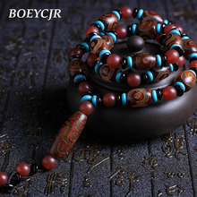 Ожерелье с натуральным камнем BOEYCJR, длинная цепочка ручной работы, этнический Тибетский кулон с 9 глазами, подарок для женщин и мужчин 2024 - купить недорого
